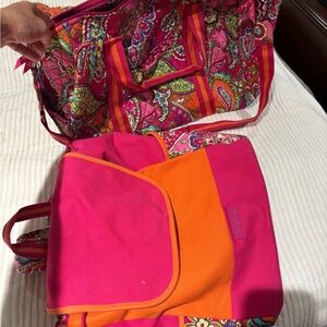 Vera Bradley Pink and Orange Paisley Travel Bag
